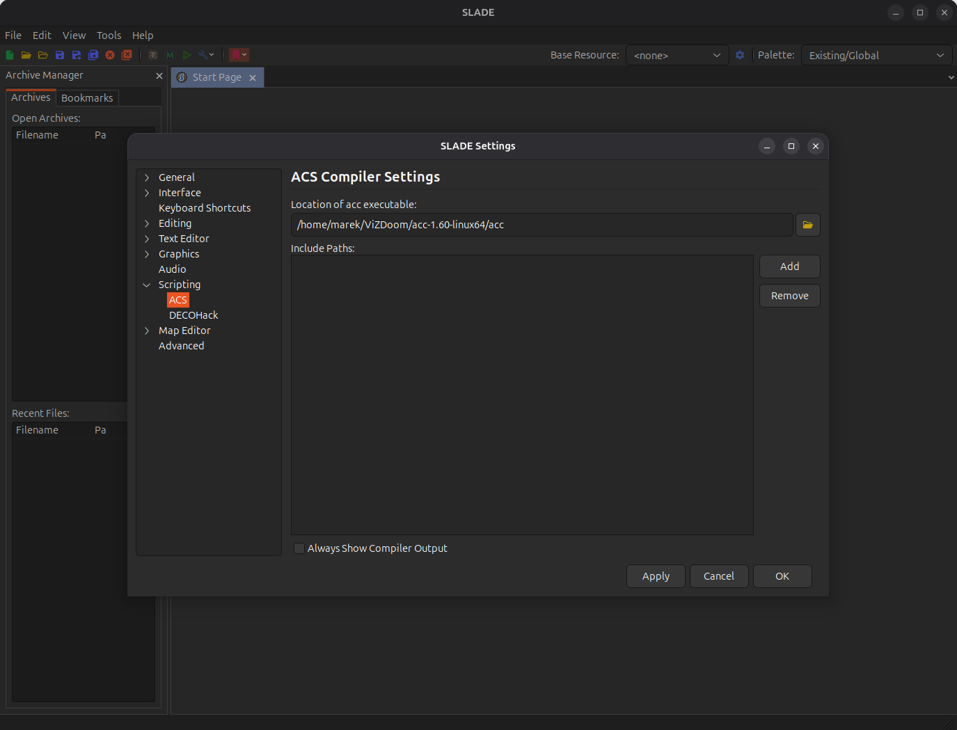SLADE ACS compiler configuration