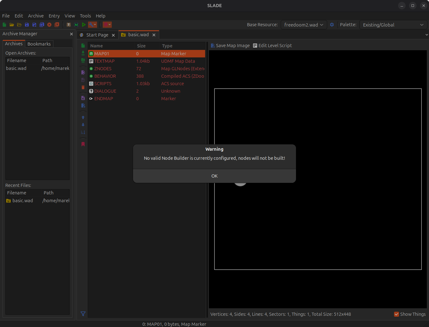 SLADE node builder warning